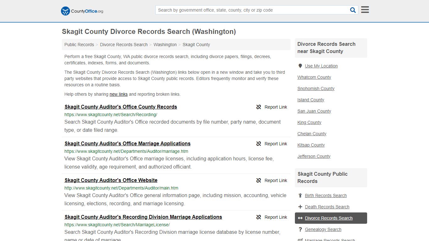 Skagit County Divorce Records Search (Washington) - County Office