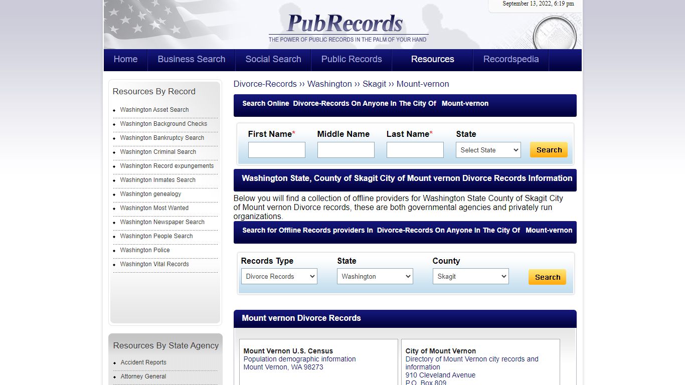 Mount vernon, Skagit County, Washington Divorce Records